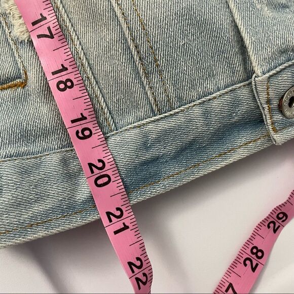 CI SONO DENIM COLLECTION light washed distressed denim jacket cotton sz S NEW !! - Picture 7 of 10
